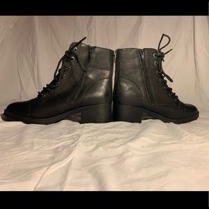 Black zipper combat boots